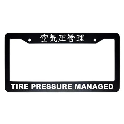 Tire Pressure Managed ABS Black Plastic Kanji Japanese License Plate Frame - White Text