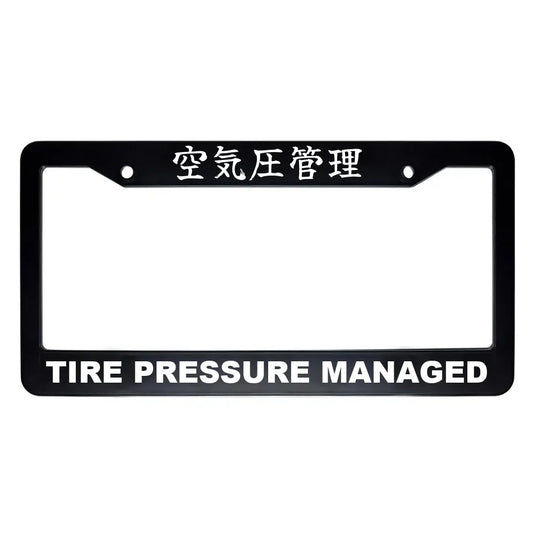 Tire Pressure Managed ABS Black Plastic Kanji Japanese License Plate Frame - White Text