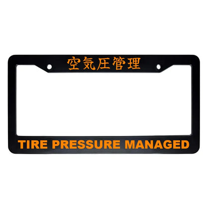 Tire Pressure Managed ABS Black Plastic Kanji Japanese License Plate Frame - Orange Text