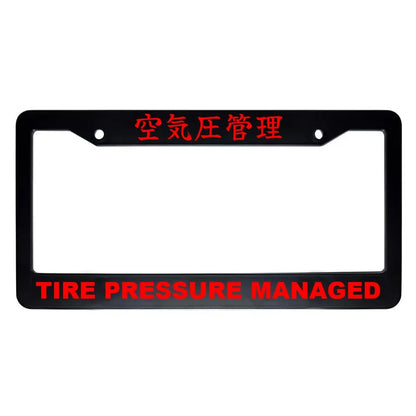 Tire Pressure Managed ABS Black Plastic Kanji Japanese License Plate Frame - Red Text