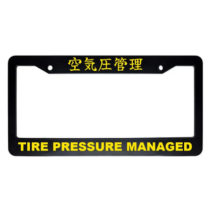 Tire Pressure Managed ABS Black Plastic Kanji Japanese License Plate Frame - Yellow Text