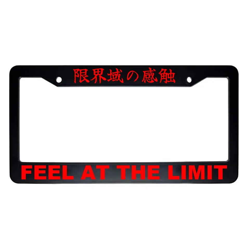 Feel at the Limit ABS Black Plastic Kanji Japanese License Plate Frame - Red Text