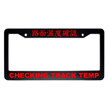 Checking Track Temp ABS Black Plastic Kanji Japanese License Plate Frame - Red Text
