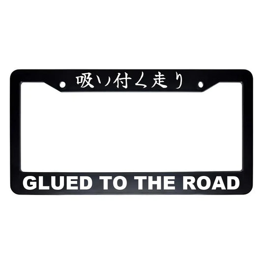 Glued to the Road ABS Black Plastic Kanji Japanese License Plate Frame - White Text