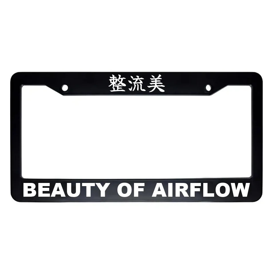 Beauty of Airflow ABS Black Plastic Kanji Japanese License Plate Frame - White Text