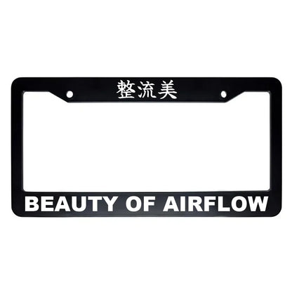 Beauty of Airflow ABS Black Plastic Kanji Japanese License Plate Frame - White Text