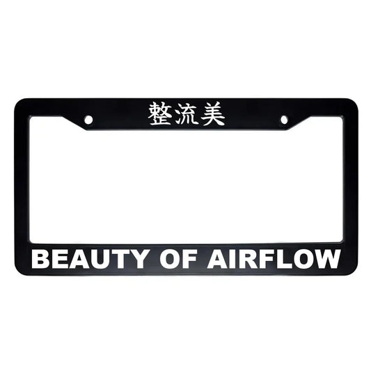 Beauty of Airflow ABS Black Plastic Kanji Japanese License Plate Frame - White Text