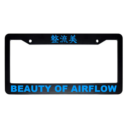 Beauty of Airflow ABS Black Plastic Kanji Japanese License Plate Frame - Blue Text