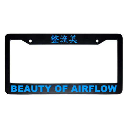 Beauty of Airflow ABS Black Plastic Kanji Japanese License Plate Frame - Blue Text