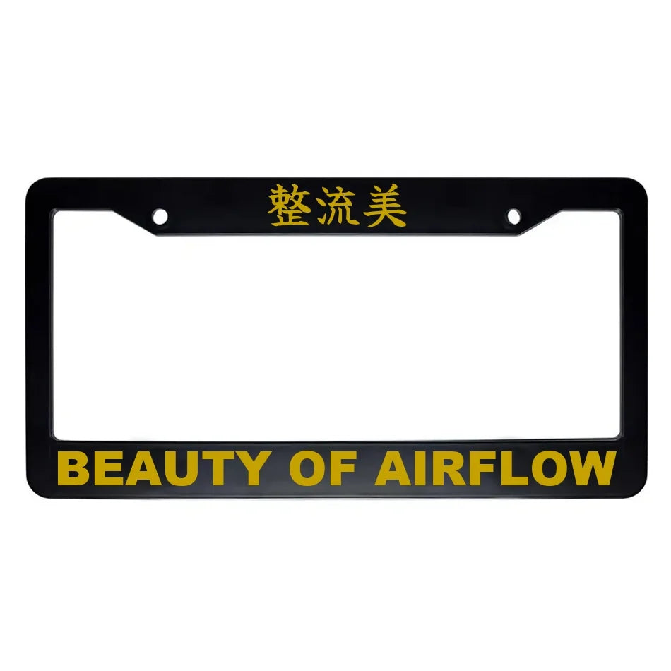 Beauty of Airflow ABS Black Plastic Kanji Japanese License Plate Frame - Gold Text