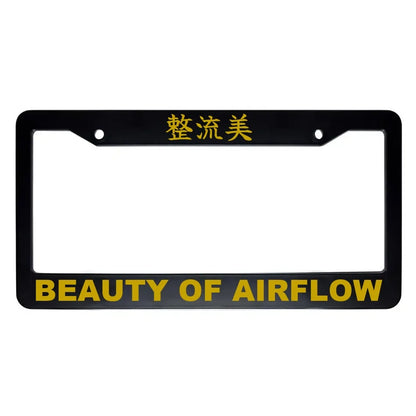 Beauty of Airflow ABS Black Plastic Kanji Japanese License Plate Frame - Gold Text