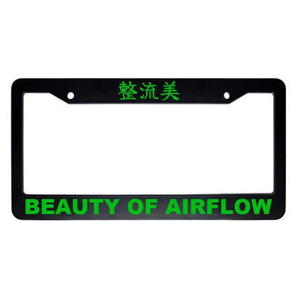Beauty of Airflow ABS Black Plastic Kanji Japanese License Plate Frame - Green Text