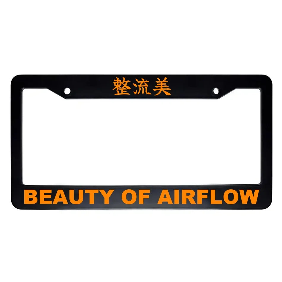 Beauty of Airflow ABS Black Plastic Kanji Japanese License Plate Frame - Orange Text