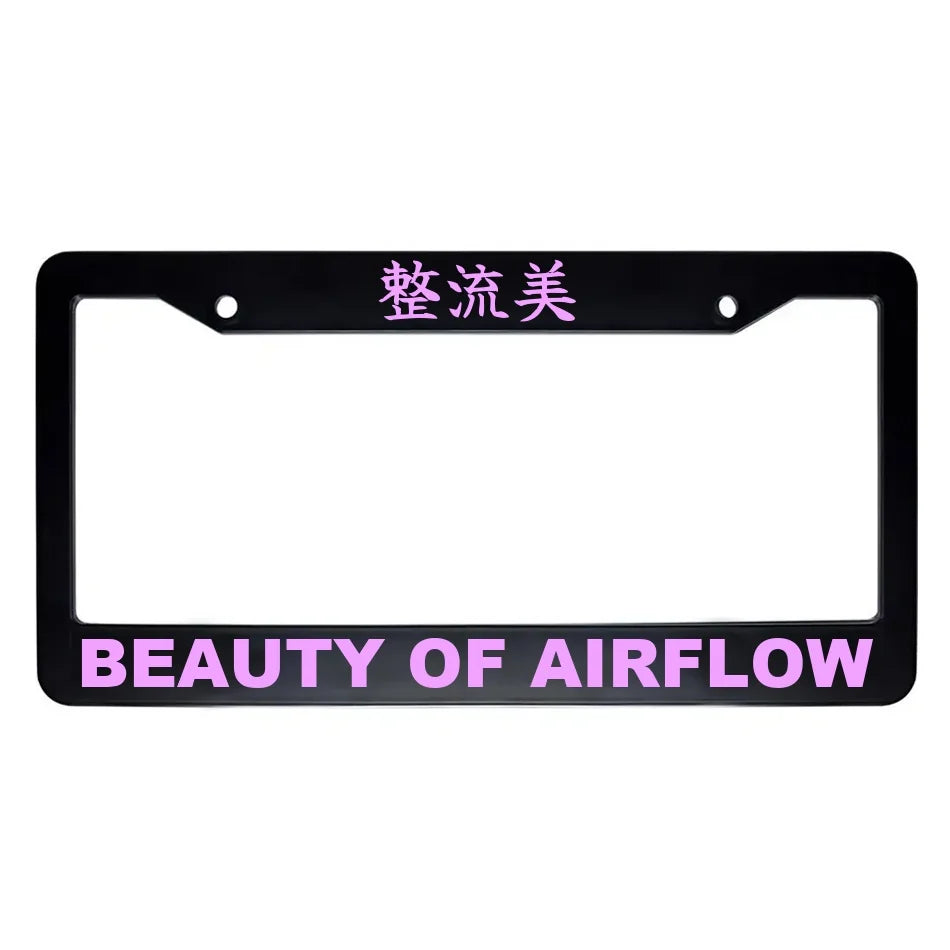 Beauty of Airflow ABS Black Plastic Kanji Japanese License Plate Frame - Pink Text
