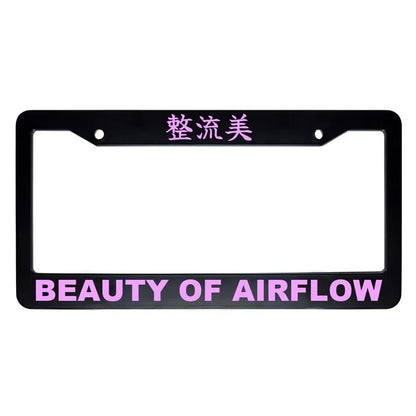 Beauty of Airflow ABS Black Plastic Kanji Japanese License Plate Frame - Pink Text