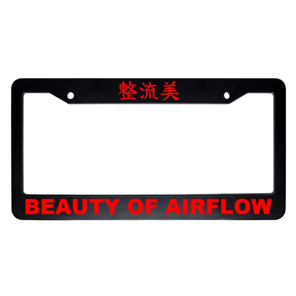 Beauty of Airflow ABS Black Plastic Kanji Japanese License Plate Frame - Red Text