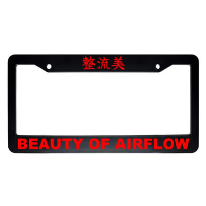 Beauty of Airflow ABS Black Plastic Kanji Japanese License Plate Frame - Red Text