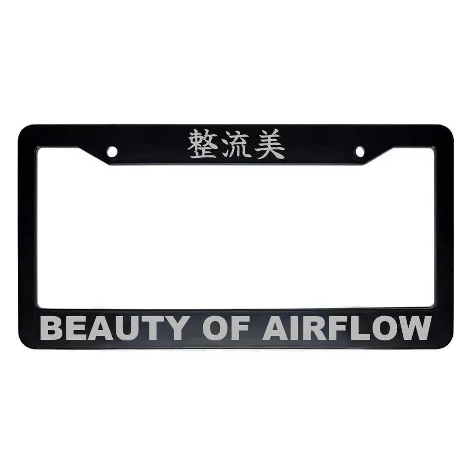 Beauty of Airflow ABS Black Plastic Kanji Japanese License Plate Frame - Silver Text