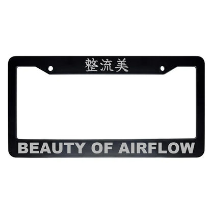 Beauty of Airflow ABS Black Plastic Kanji Japanese License Plate Frame - Silver Text