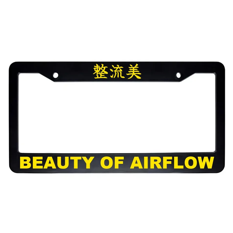 Beauty of Airflow ABS Black Plastic Kanji Japanese License Plate Frame - Yellow Text