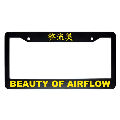 Beauty of Airflow ABS Black Plastic Kanji Japanese License Plate Frame - Yellow Text
