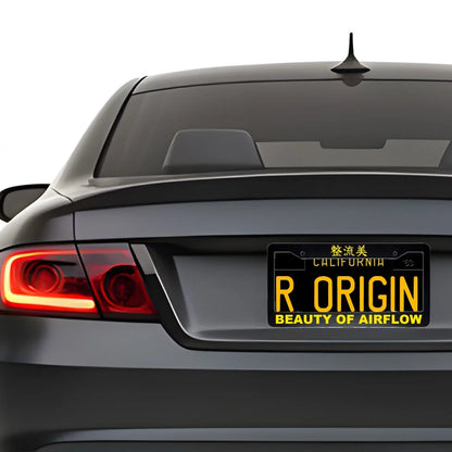 Beauty of Airflow ABS Black Plastic Kanji Japanese License Plate Frame installed on car - Yellow Text