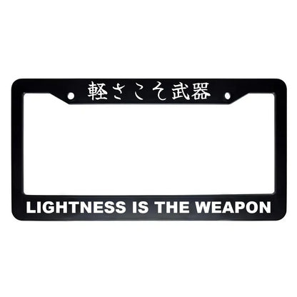 Lightness Is the Weapon ABS Black Plastic Kanji Japanese License Plate Frame - White Text