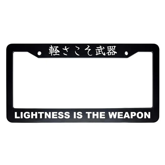 Lightness Is the Weapon ABS Black Plastic Kanji Japanese License Plate Frame - White Text
