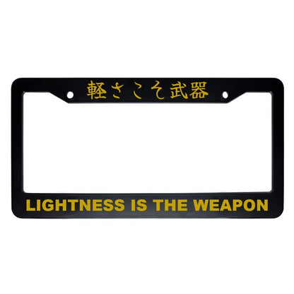 Lightness Is the Weapon ABS Black Plastic Kanji Japanese License Plate Frame - Gold Text