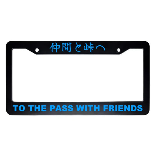To the Pass With Friends ABS Black Plastic Kanji Japanese License Plate Frame - Blue Text