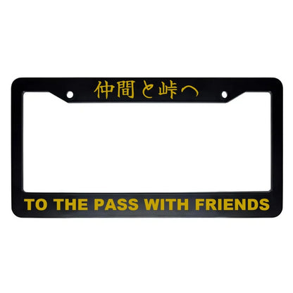 To the Pass With Friends ABS Black Plastic Kanji Japanese License Plate Frame - Gold Text