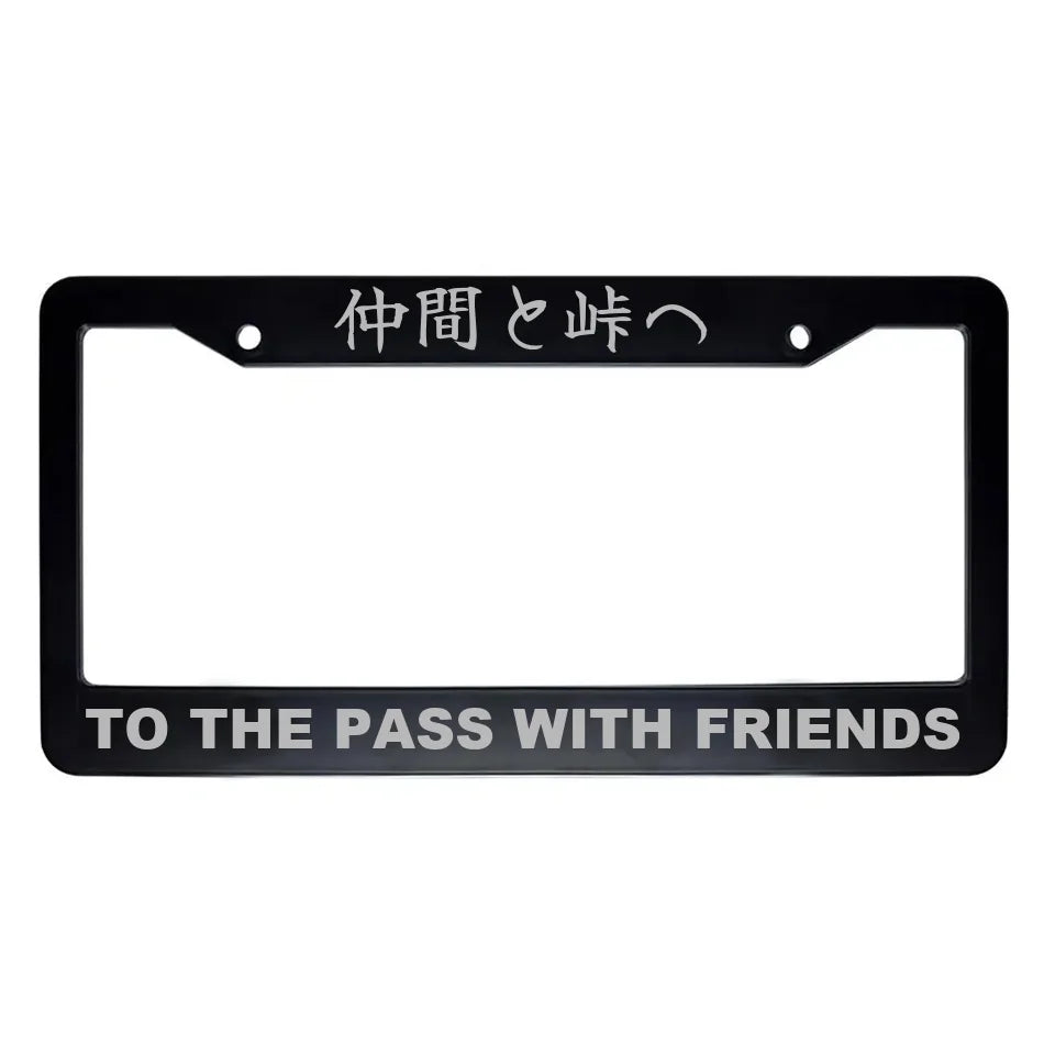 To the Pass With Friends ABS Black Plastic Kanji Japanese License Plate Frame - Silver Text