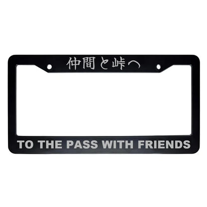To the Pass With Friends ABS Black Plastic Kanji Japanese License Plate Frame - Silver Text
