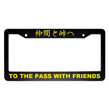 To the Pass With Friends ABS Black Plastic Kanji Japanese License Plate Frame - Yellow Text