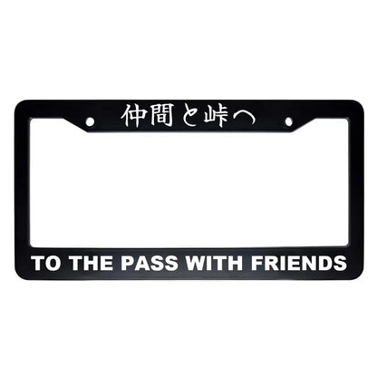 To the Pass With Friends ABS Black Plastic Kanji Japanese License Plate Frame - White Text