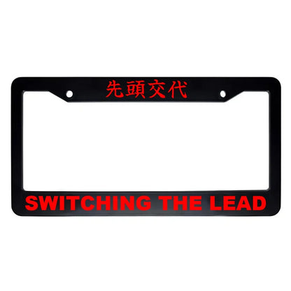 Switching the Lead ABS Black Plastic Kanji Japanese License Plate Frame - Red Text