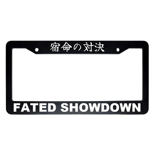Fated Showdown ABS Black Plastic Kanji Japanese License Plate Frame - White Text