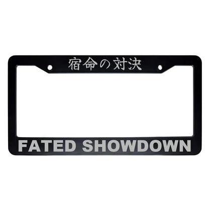 Fated Showdown ABS Black Plastic Kanji Japanese License Plate Frame - Silver Text
