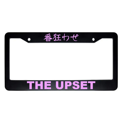 The Upset ABS Black Plastic Kanji Japanese License Plate Frame - Pink Text