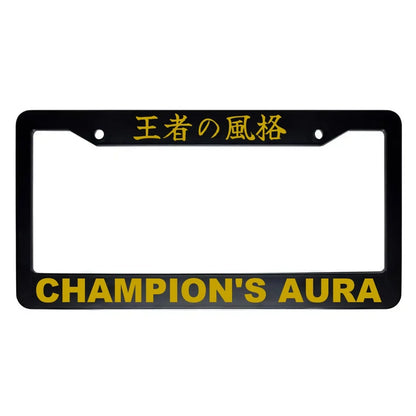 Champion's Aura ABS Black Plastic Kanji Japanese License Plate Frame - Gold Text