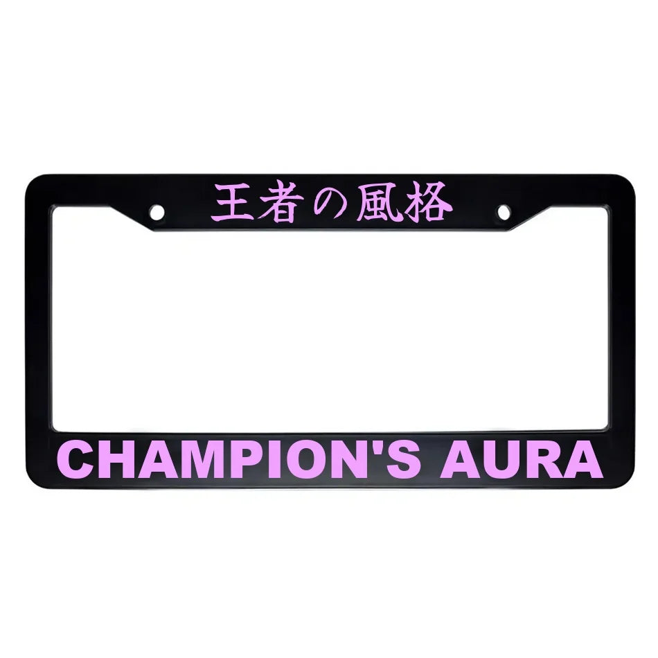 Champion's Aura ABS Black Plastic Kanji Japanese License Plate Frame - Pink Text