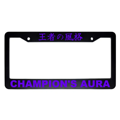 Champion's Aura ABS Black Plastic Kanji Japanese License Plate Frame - Purple Text