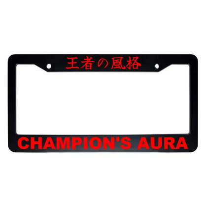 Champion's Aura ABS Black Plastic Kanji Japanese License Plate Frame - Red Text