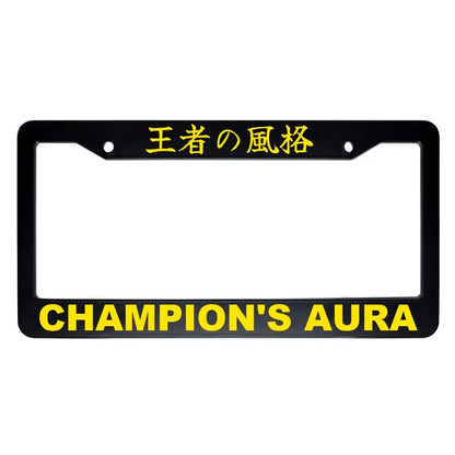 Champion's Aura ABS Black Plastic Kanji Japanese License Plate Frame - Yellow Text