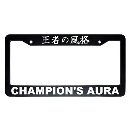 Champion's Aura ABS Black Plastic Kanji Japanese License Plate Frame - White Text