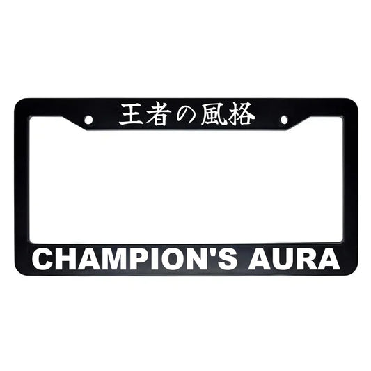Champion's Aura ABS Black Plastic Kanji Japanese License Plate Frame - White Text