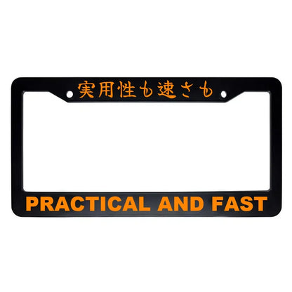 Practical and Fast ABS Black Plastic Kanji Japanese License Plate Frame - Orange Text