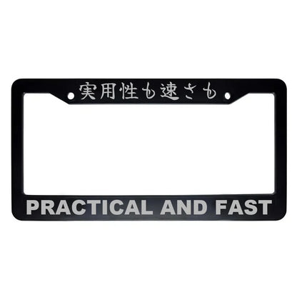 Practical and Fast ABS Black Plastic Kanji Japanese License Plate Frame - Silver Text