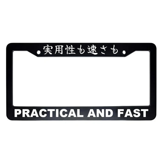 Practical and Fast ABS Black Plastic Kanji Japanese License Plate Frame - White Text