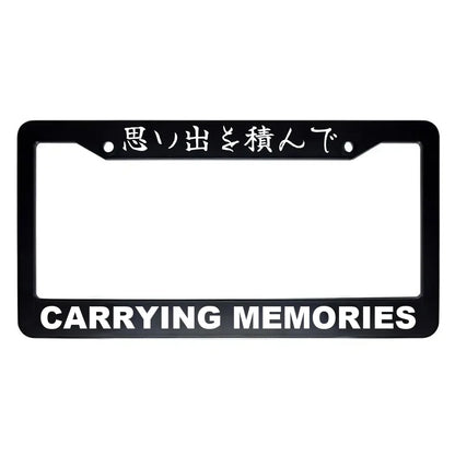 Carrying Memories ABS Black Plastic Kanji Japanese License Plate Frame - White Text